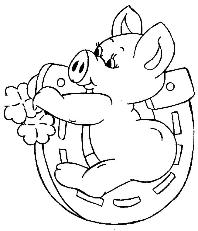 Cochon Chanceux coloring page
