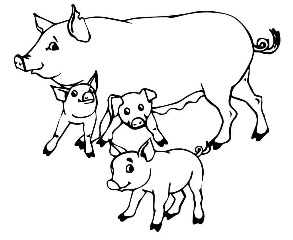 Cochon et Porcelets coloring page