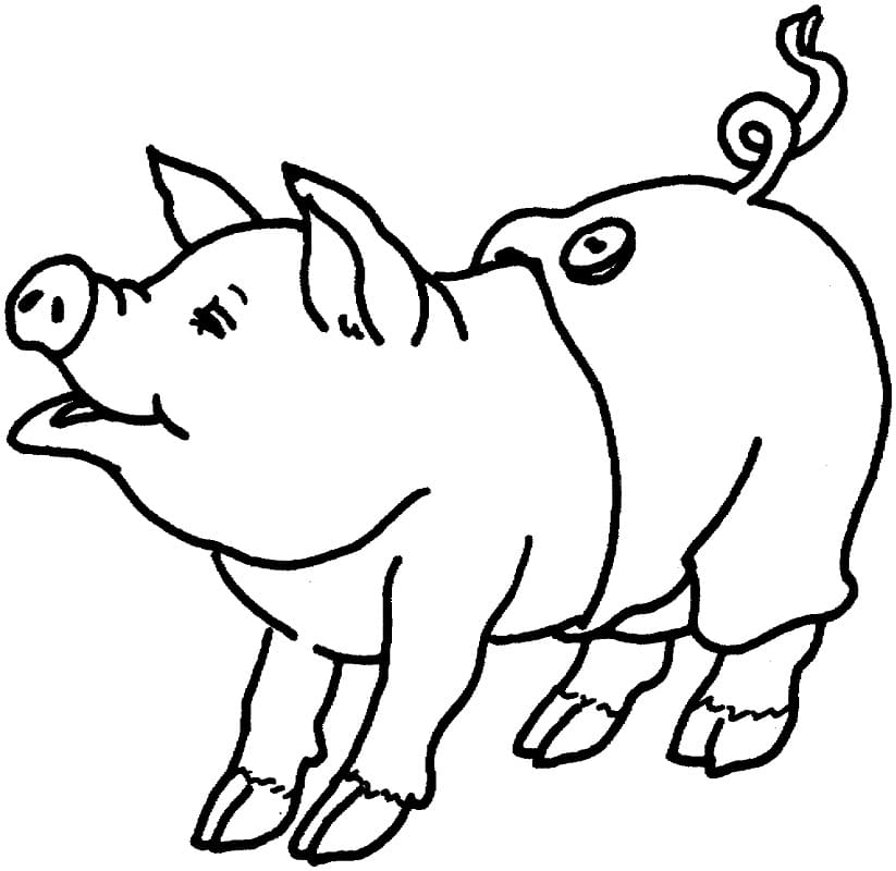 Coloriage Cochon Heureux