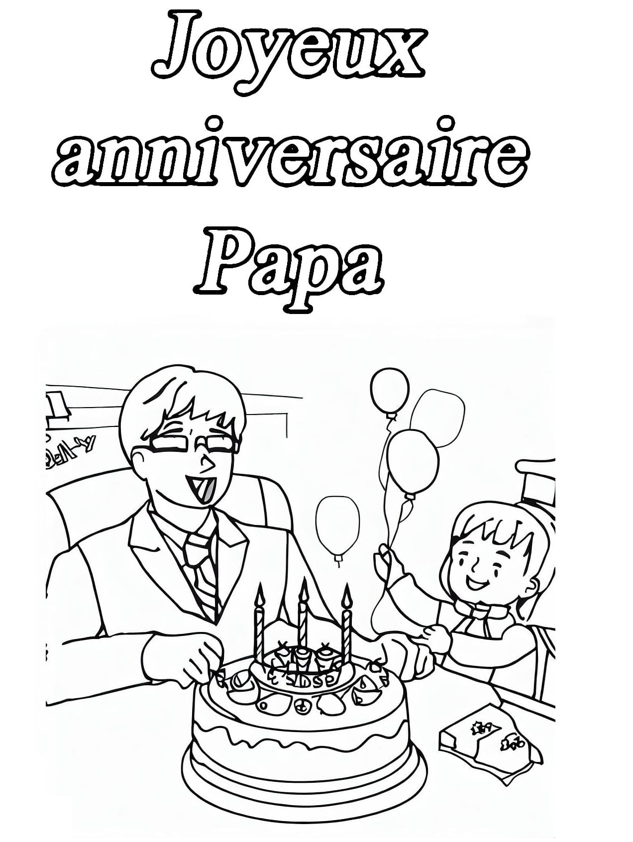 Dessin de Anniversaire Papa coloring page
