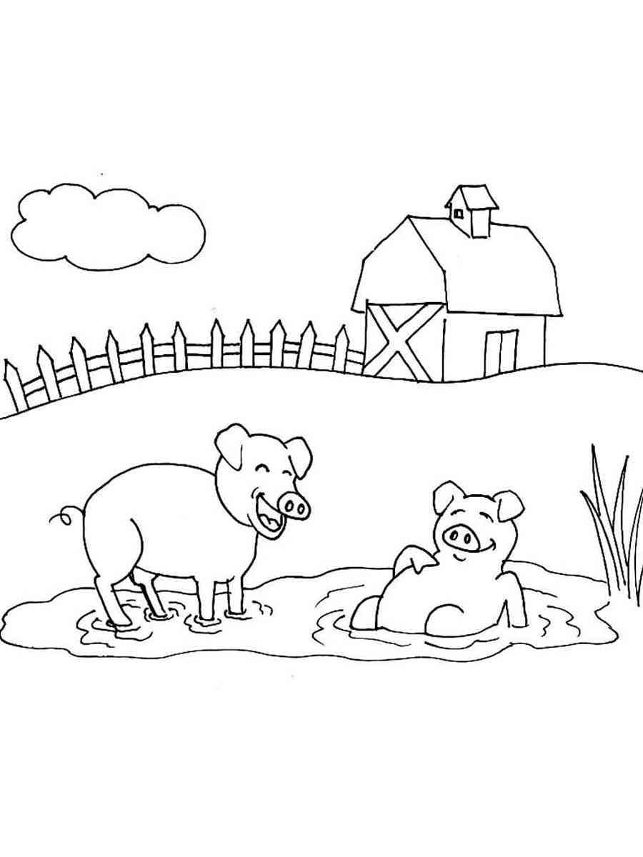 Deux Cochons Heureux coloring page