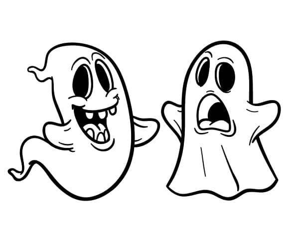 Deux Fantômes Drôles coloring page