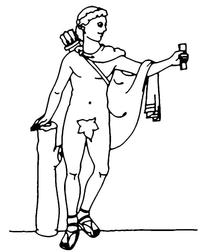 Coloriage Dieu de l'Olympe, Apollon