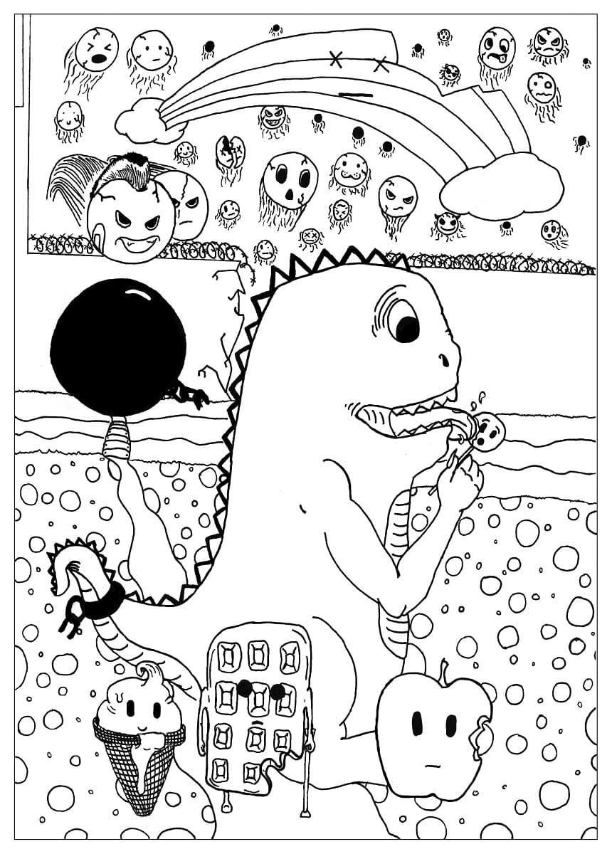 Doodle Art Dinosaure coloring page