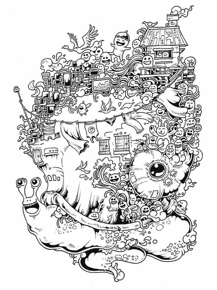 Doodle Art Escargot coloring page