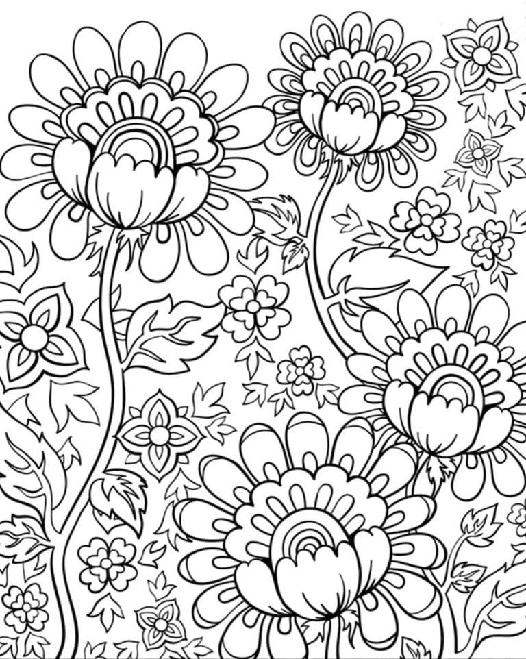 Doodle Art Fleurs coloring page