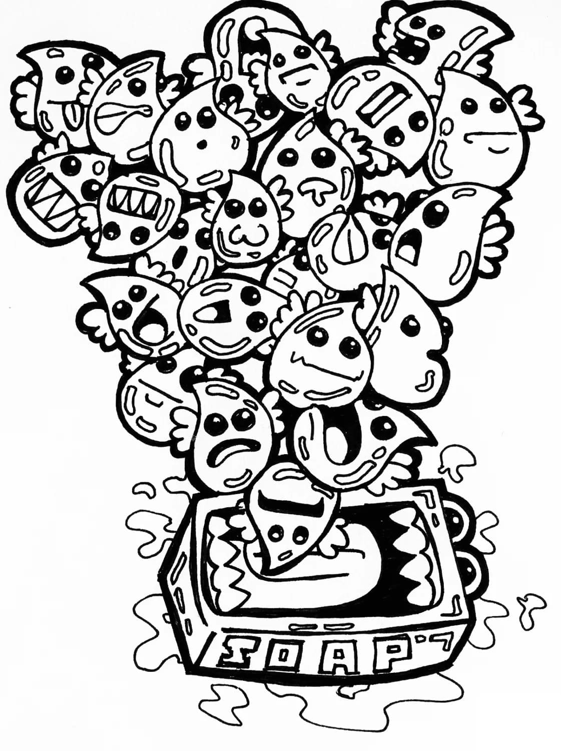 Doodle Art Monstres de Savon coloring page