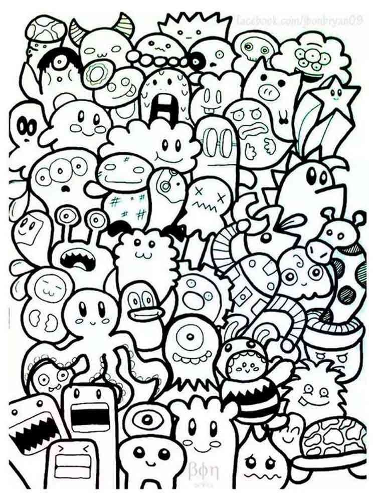 Doodle Art Monstres coloring page