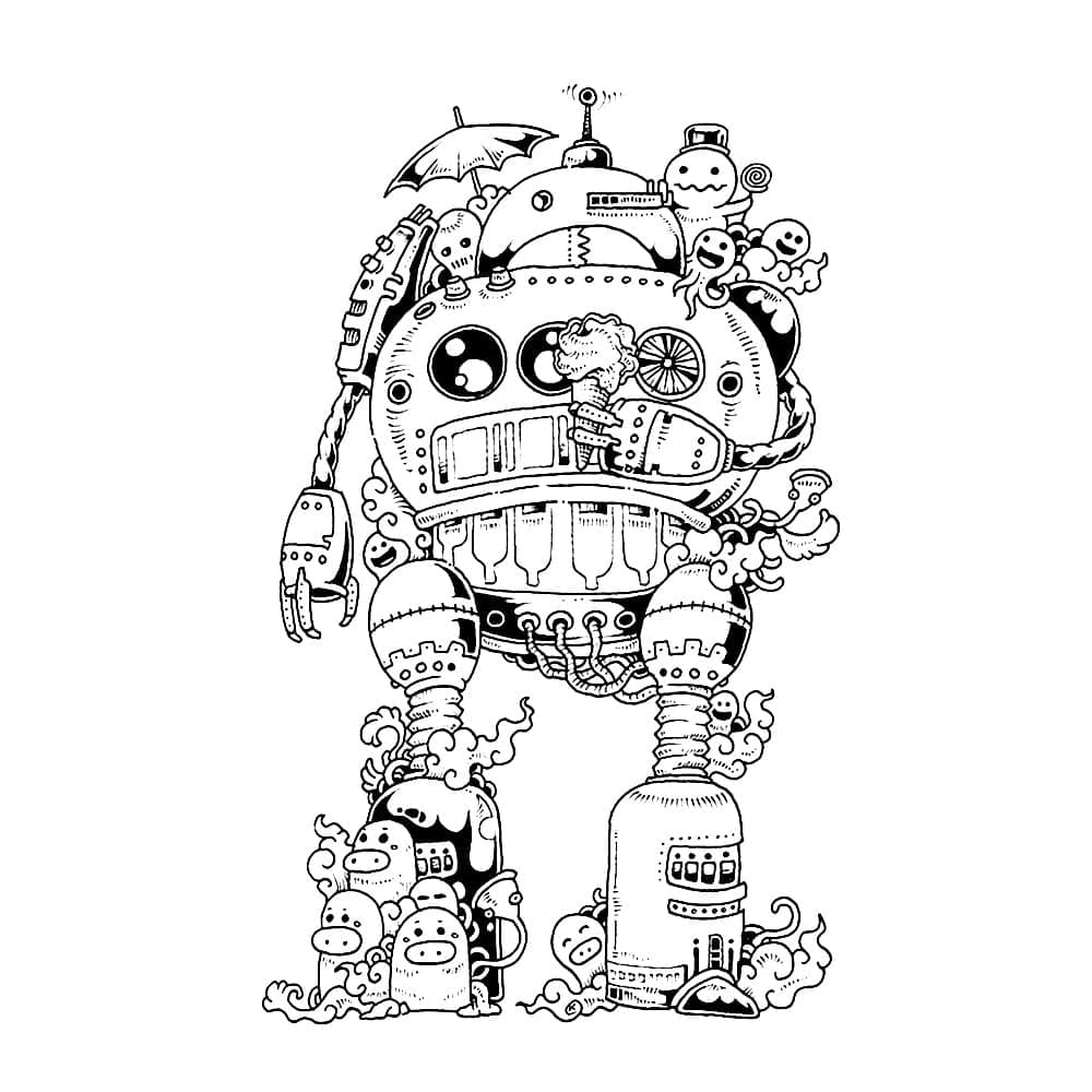 Doodle Art Robot coloring page
