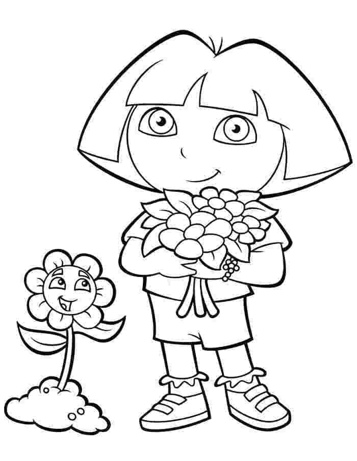 Dora avec Fleurs coloring page