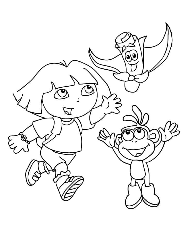 Dora, Babouche et Carte coloring page