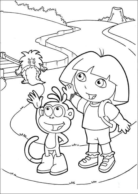 Dora, Babouche et Le Lutin Grognon coloring page