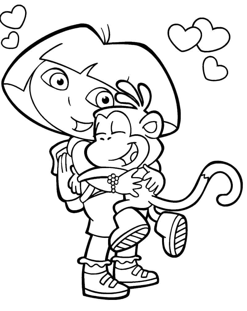 Dora Embrasse Babouche coloring page