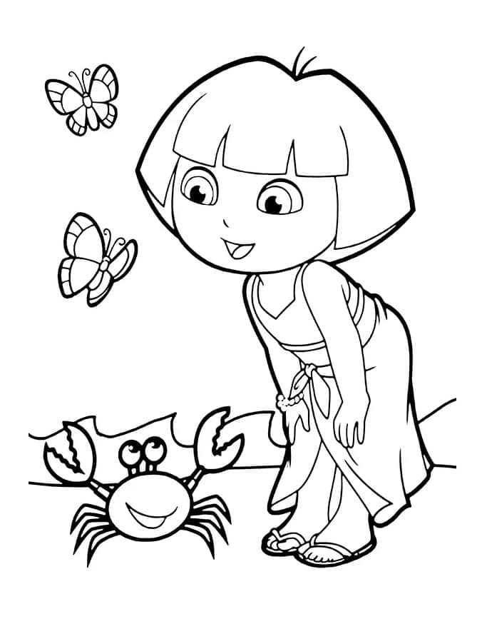 Coloriage Dora et Crabe