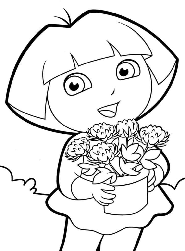Dora et des Fleurs coloring page