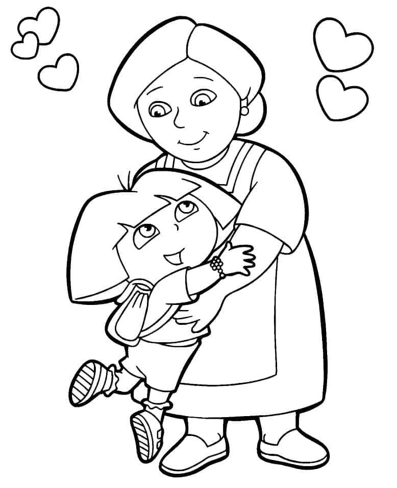 Coloriage Dora et Grand-mère Abuela