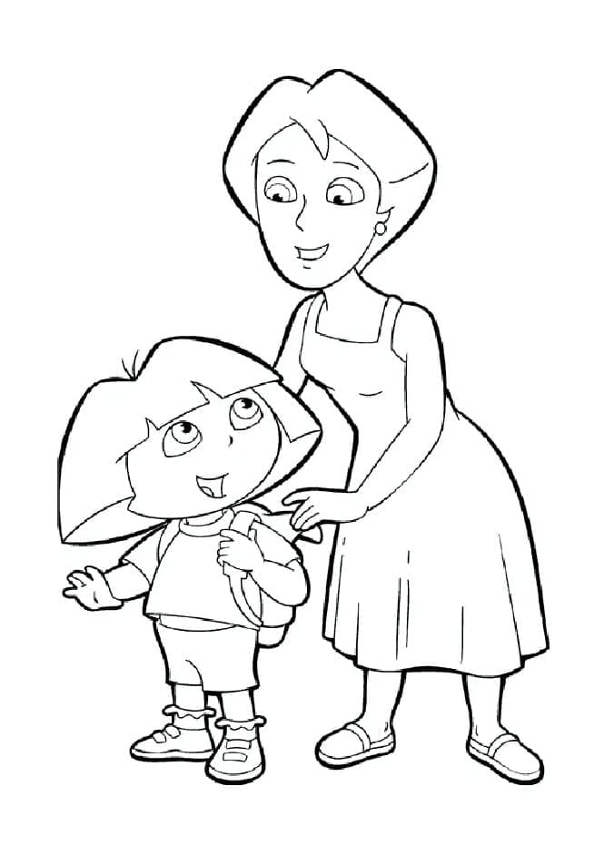 Coloriage Dora et Maman