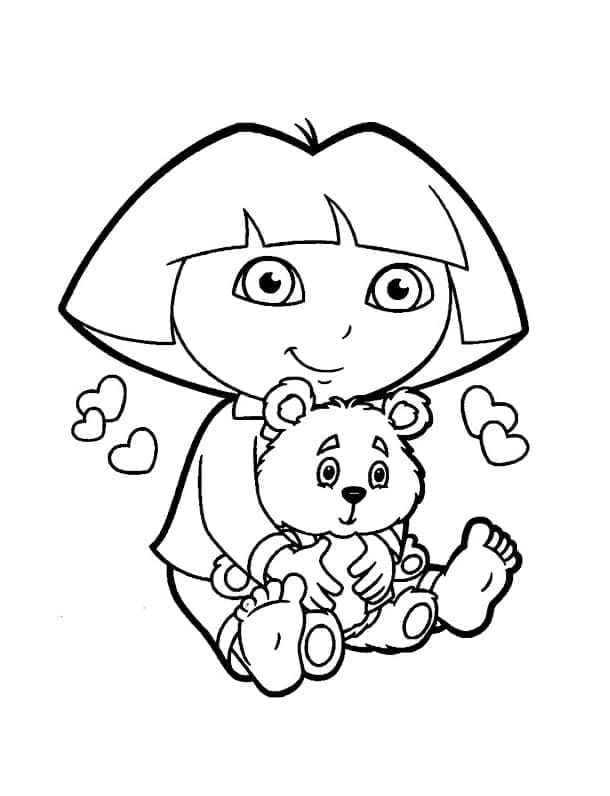 Dora et Ours en Peluche coloring page