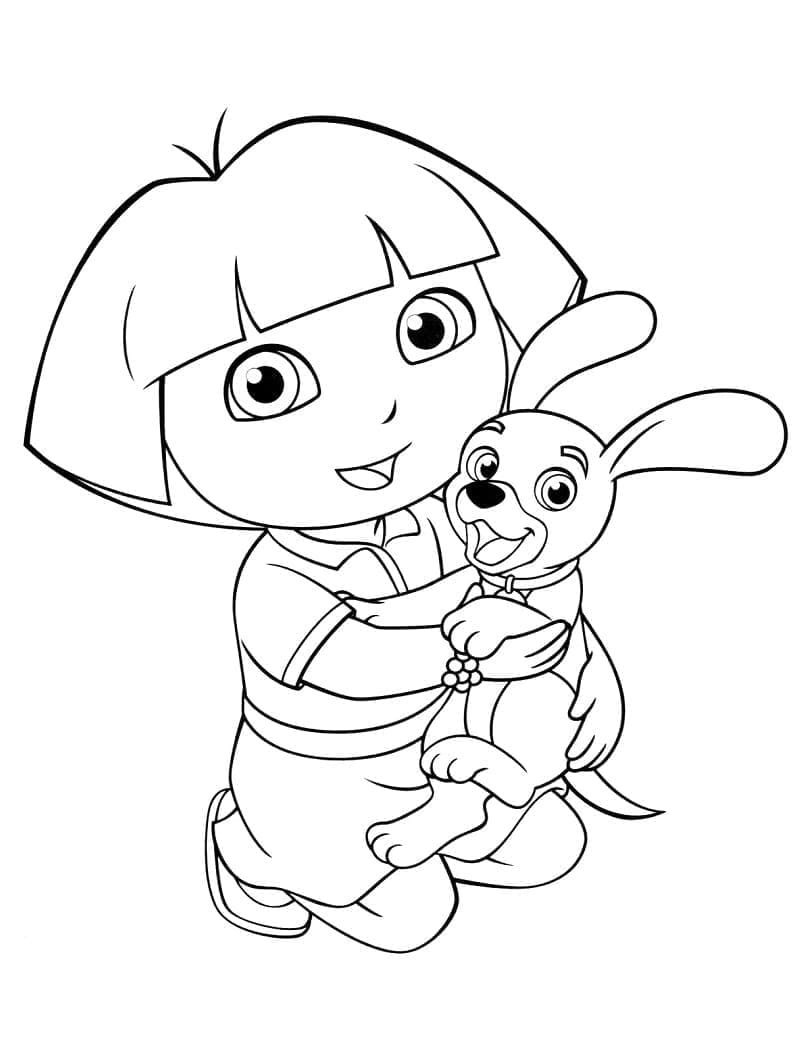 Dora et Perrito coloring page