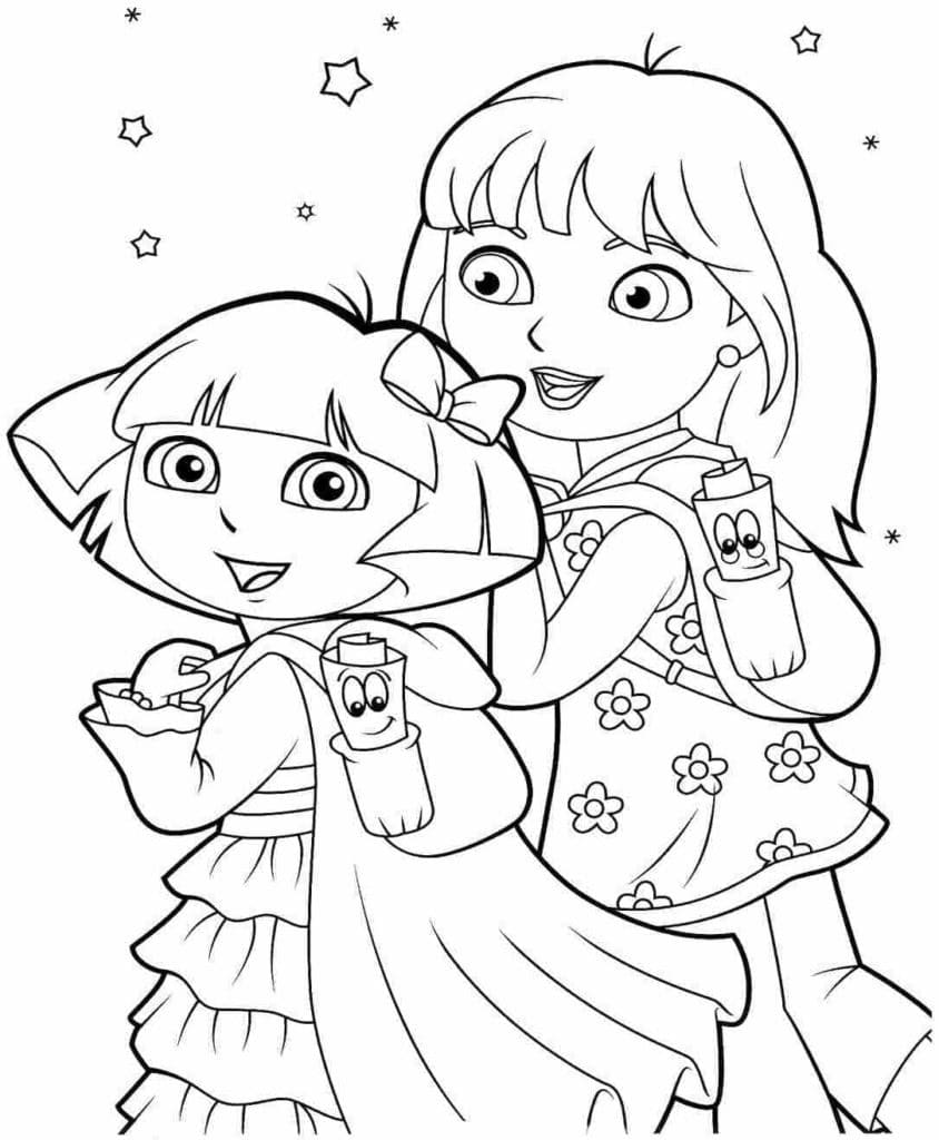 Dora et Son Amie coloring page