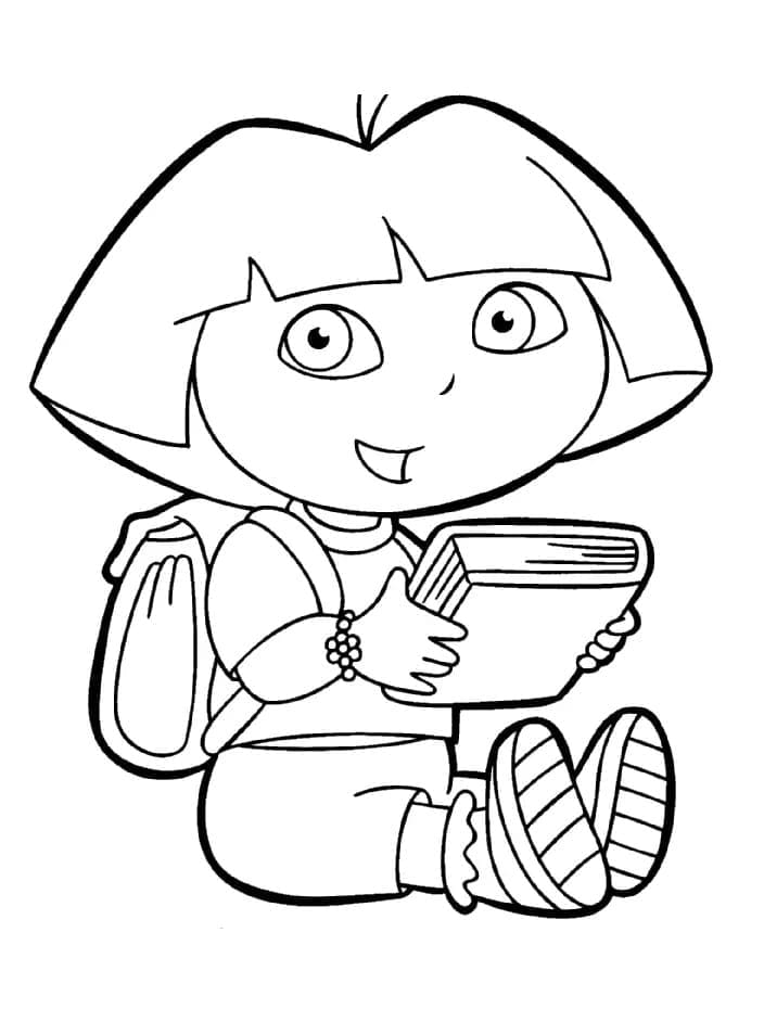 Coloriage Dora et un Livre