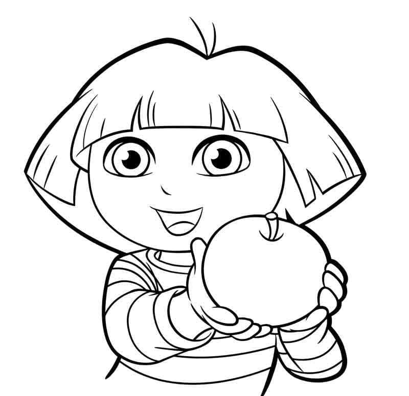 Dora et une Pomme coloring page