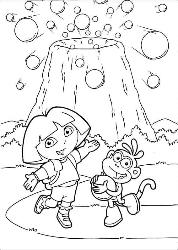 Dora et Volcan coloring page