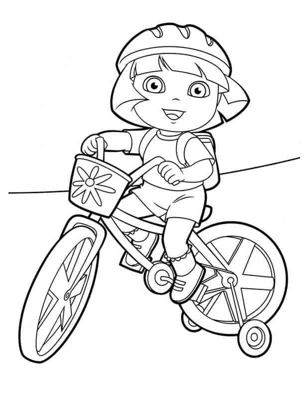 Dora Fait du Vélo coloring page