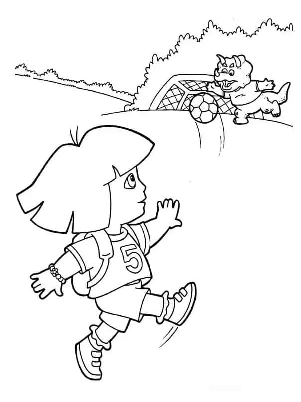 Dora Joue au Foot coloring page