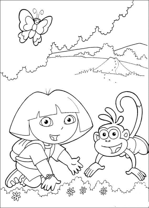 Coloriage Dora l'Exploratrice Gratuit Pour les Enfants