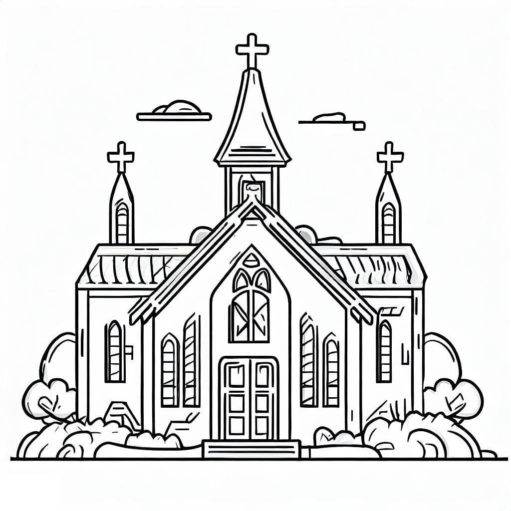 Coloriage Église Architecturale