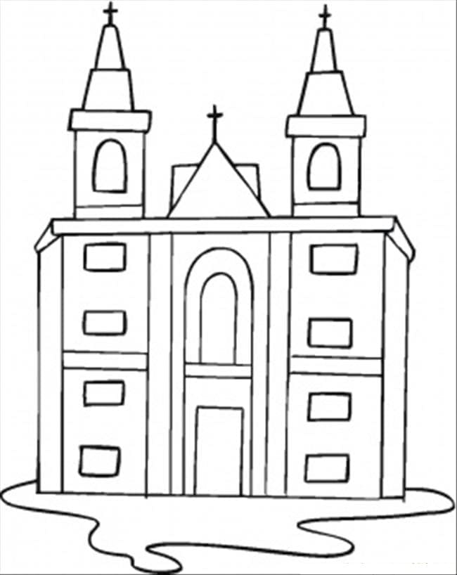 Coloriage Église Facile