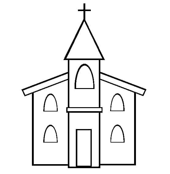 Coloriage Église Simple