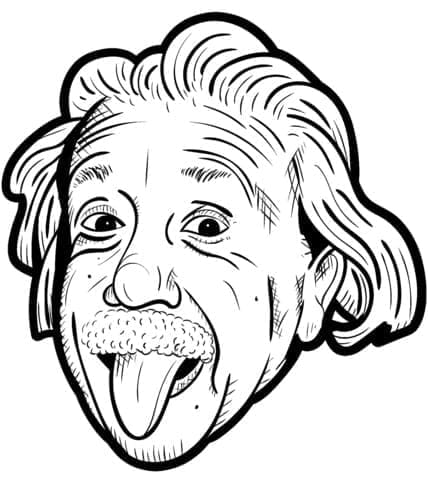 Coloriage Einstein Tirant la Langue