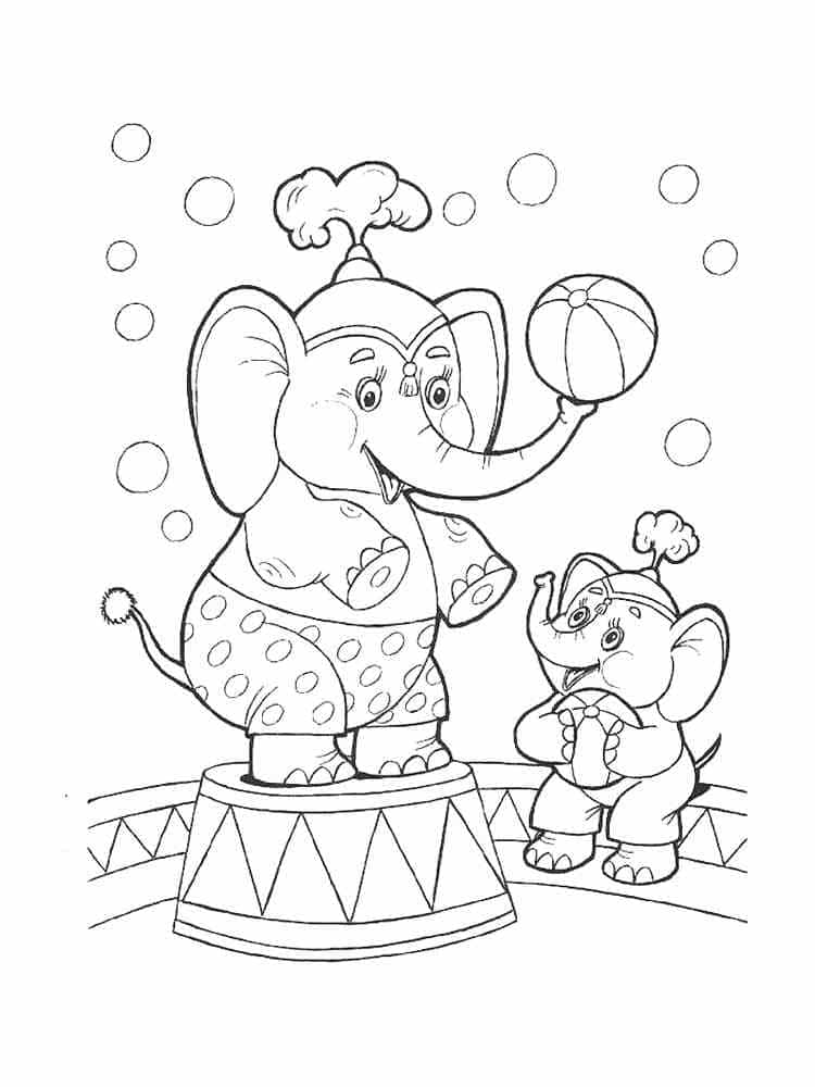 Éléphants de Cirque coloring page