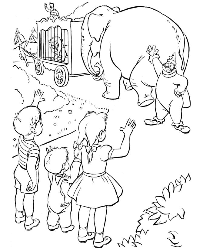 Enfants et Cirque coloring page