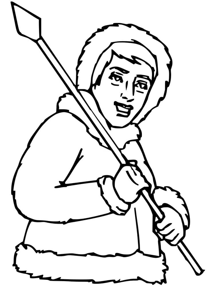 Esquimau avec Sa Lance coloring page