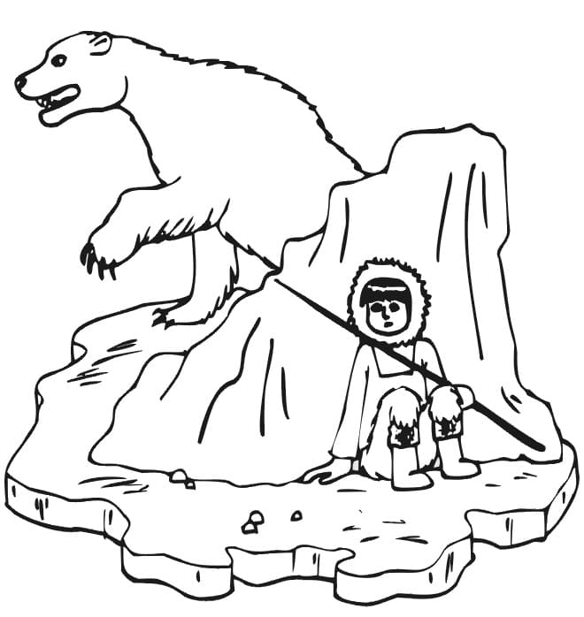 Esquimau et Ours Polaire coloring page