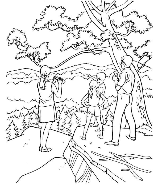 Famille dans la Forêt coloring page