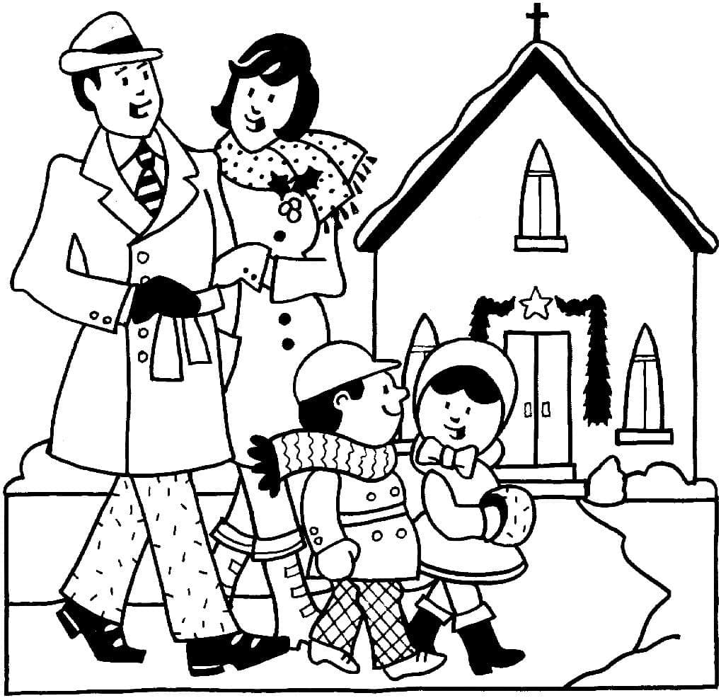 Famille en Hiver coloring page
