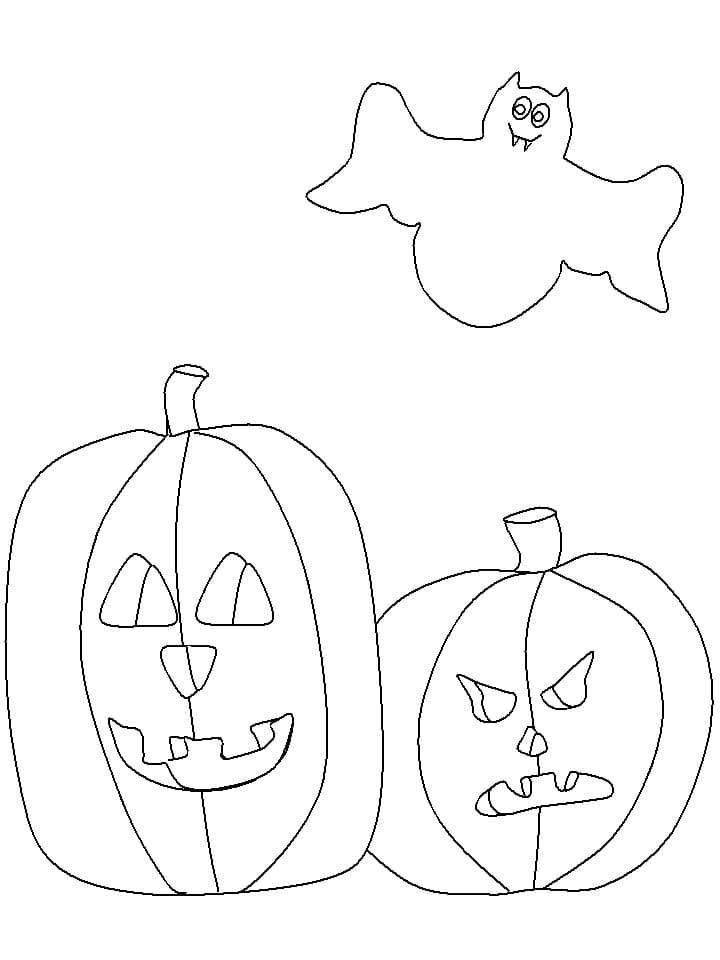 Fantôme et Citrouilles d’Halloween coloring page