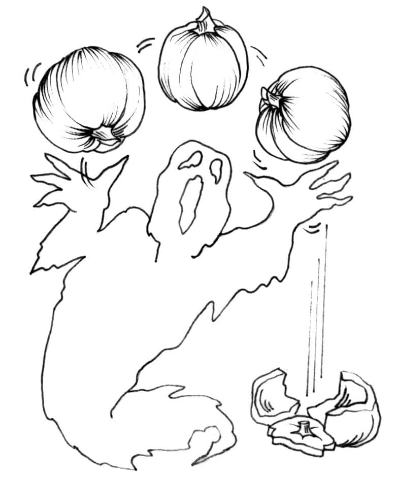 Fantôme et Citrouilles coloring page