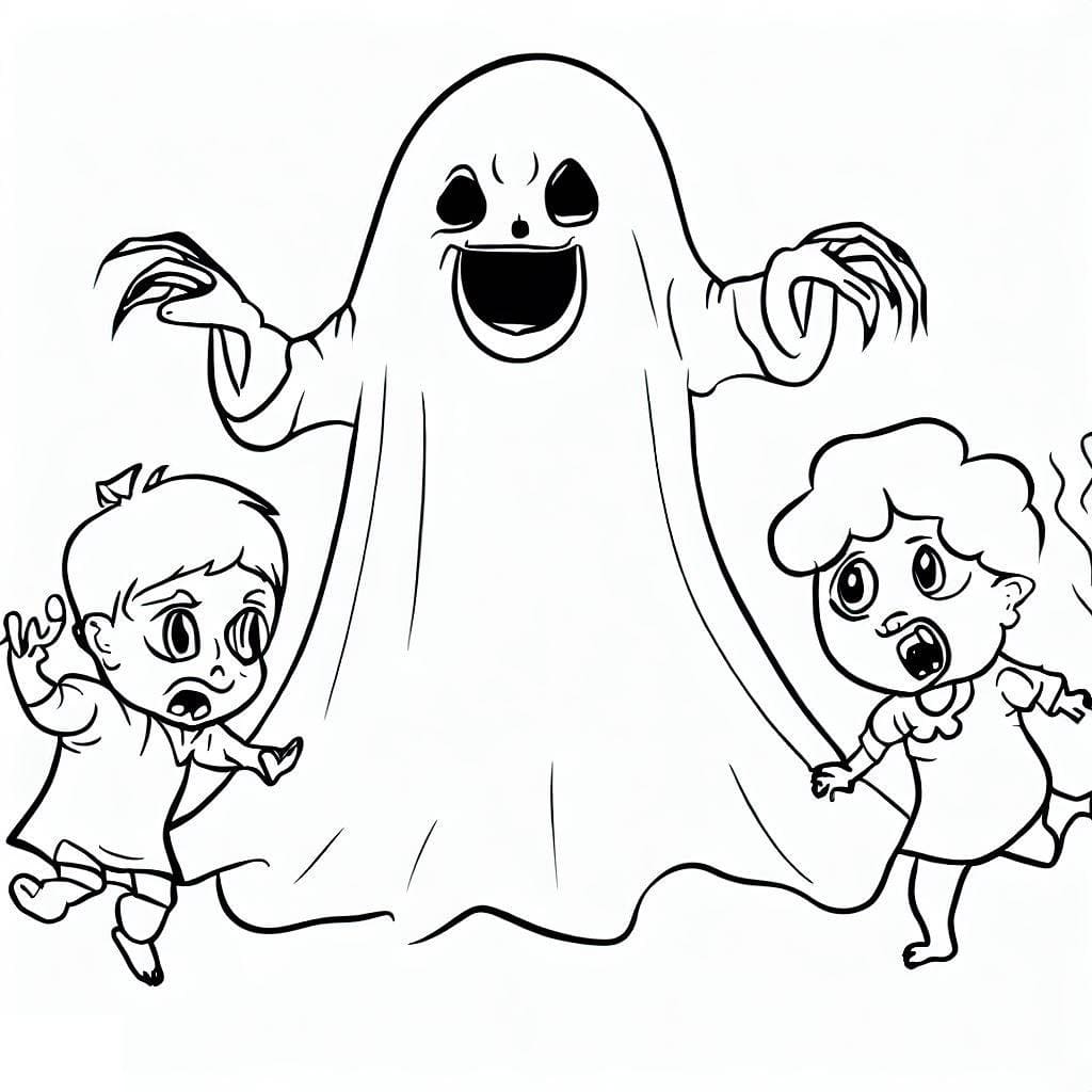 Fantôme et Enfants coloring page