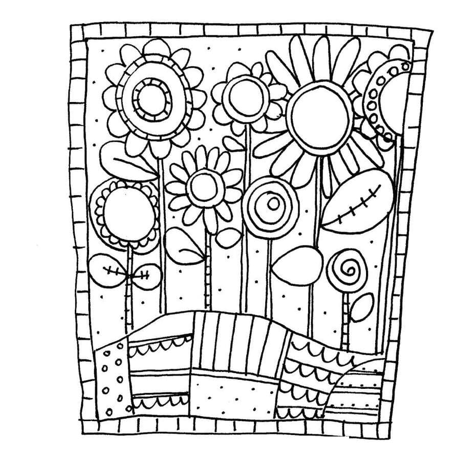 Fleurs Doodle Art coloring page