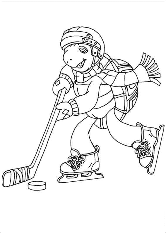 Coloriage Franklin Joue au Hockey