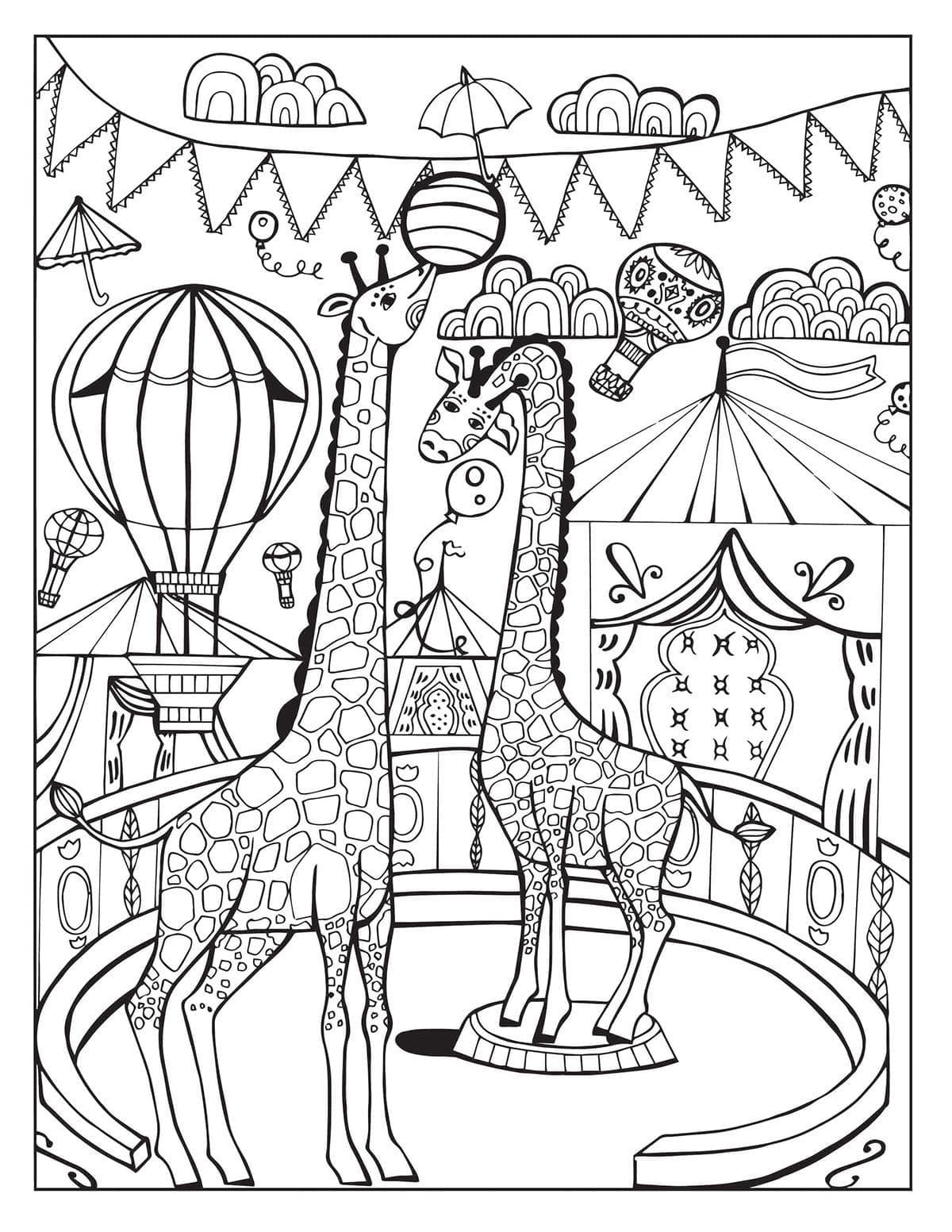 Coloriage Girafes de Cirque