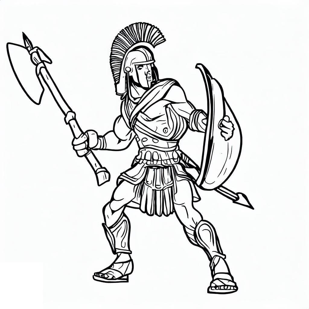 Coloriage Gladiateur avec des Armes