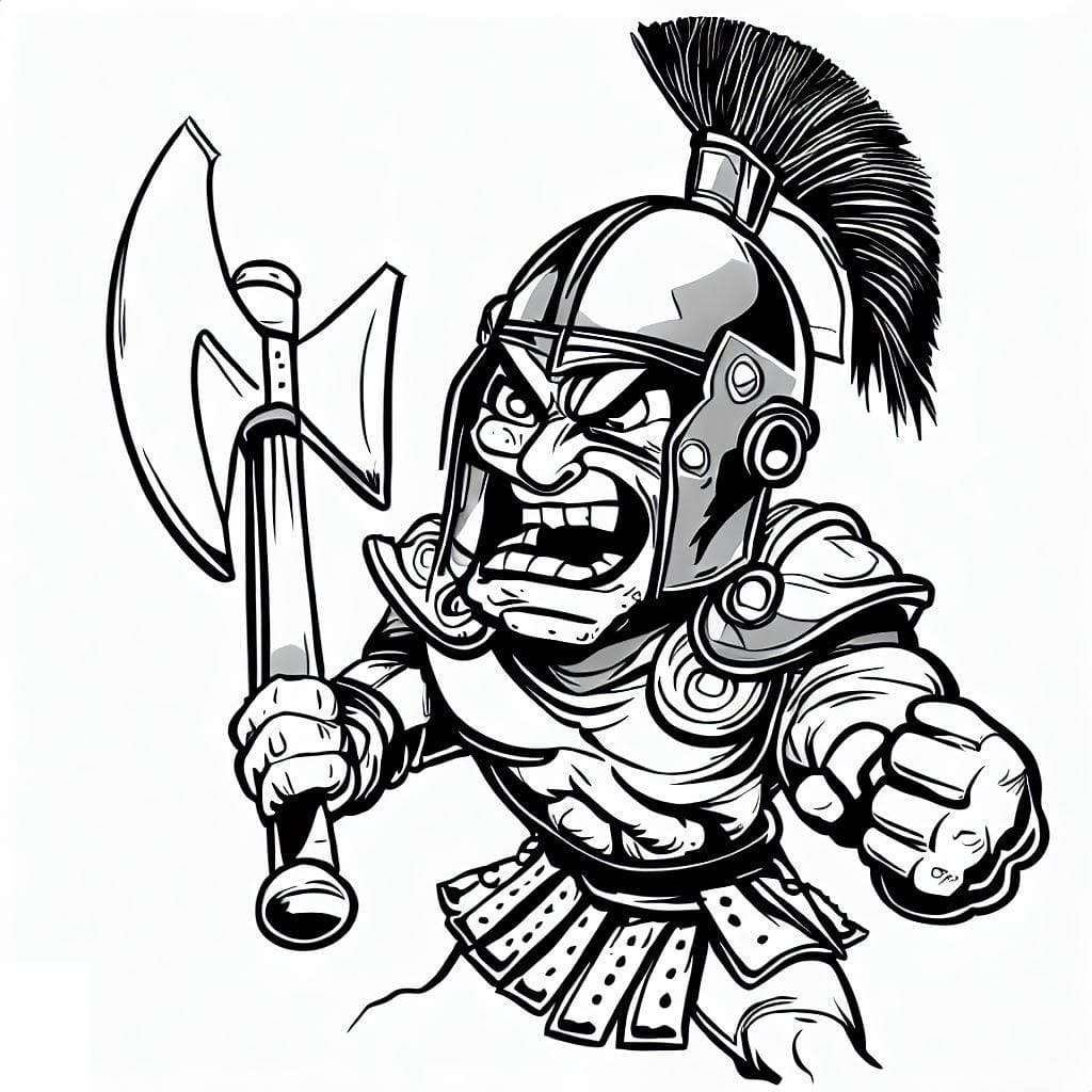 Gladiateur en Colère avec Hache coloring page