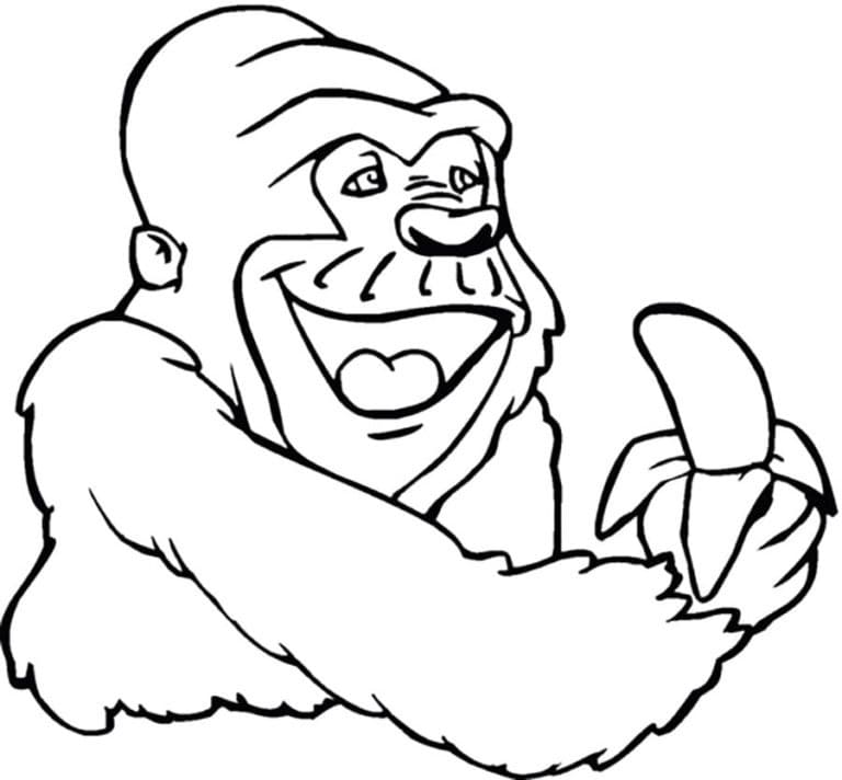 Coloriage Gorille et Une Banane