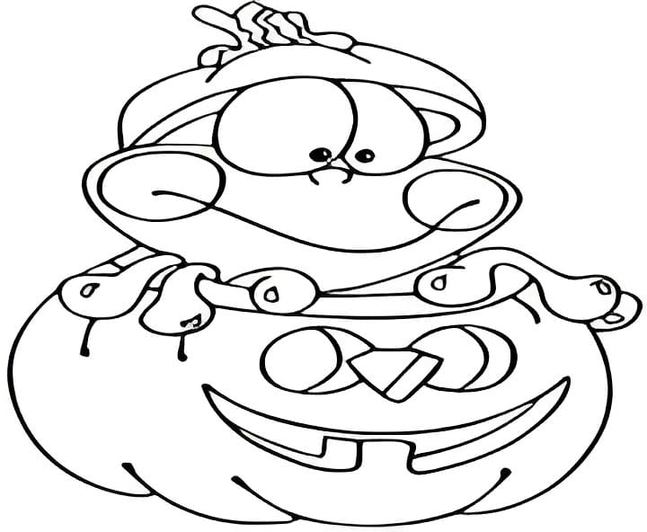 Grenouille Dans la Citrouille d’Halloween coloring page